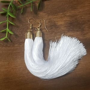 White Tassel Earrings